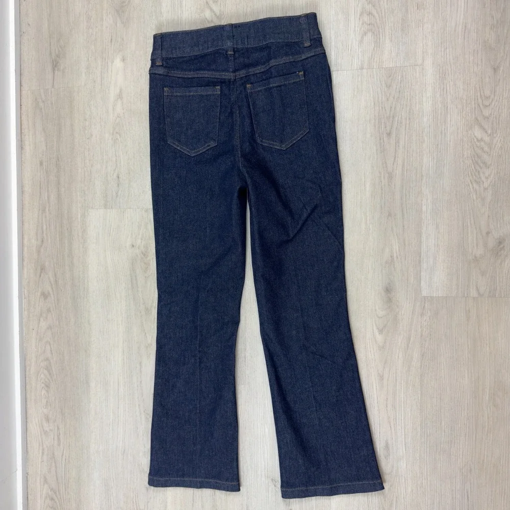 Spanx Cropped Kick Flare Jeans Womens Small Raw Indigo Wash Pull On 20699R